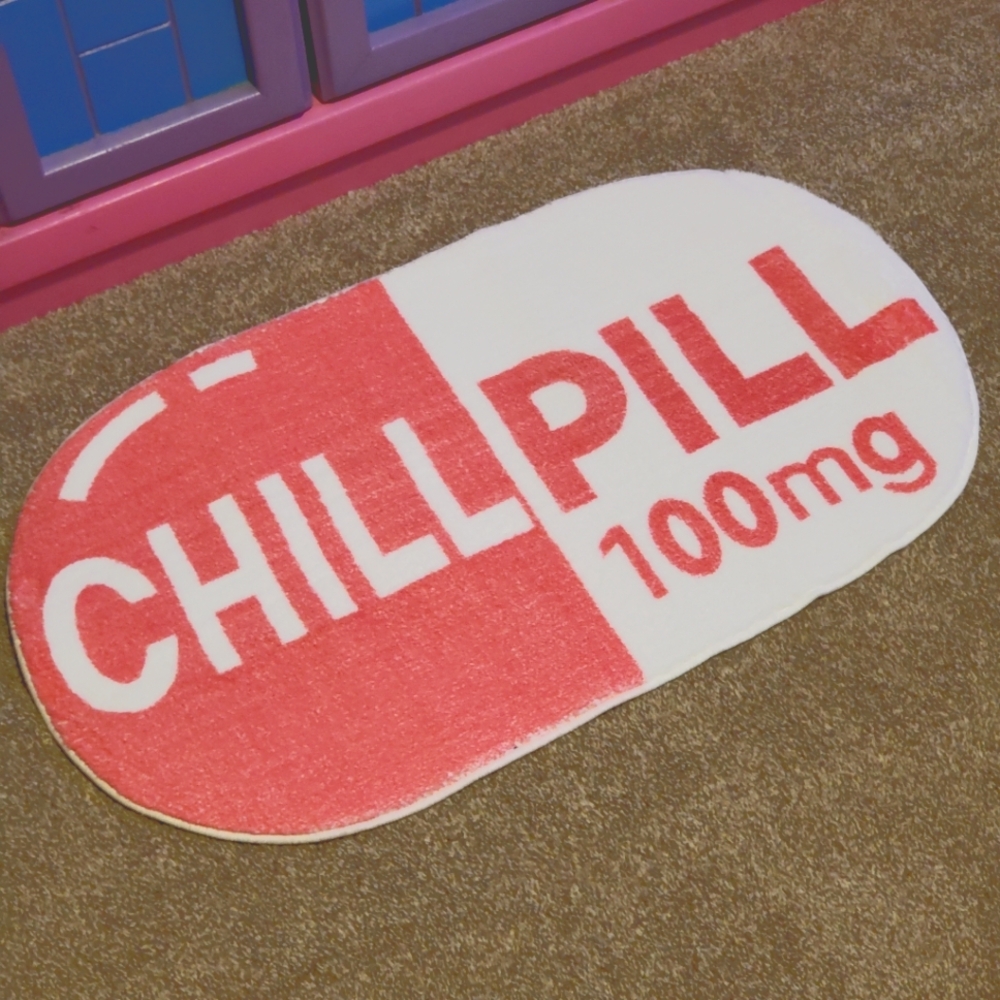 Chill Pill Pink bathroom or bedroom rug / mat.